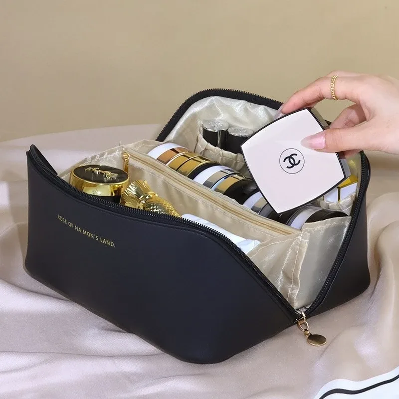 organisateur de maquillage, trousse de toilette féminine, trousse de maquillage, pochette de rangement, boîte de luxe pour dames, trousse à cosmétiques, sac de rangement pour voyage à fermeture éclair