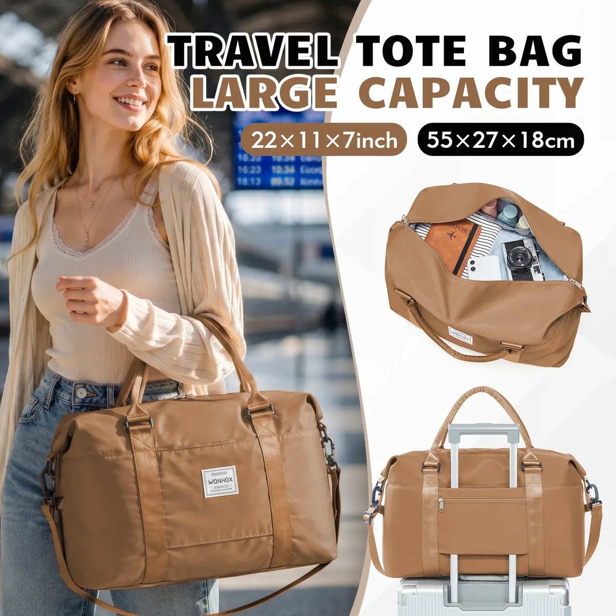 sac de voyage de grande capacité, bagage à main pour courtes distances, sacs de sport portables, sacs à bandoulière pour femmes et hommes, sac de rangement personnel.