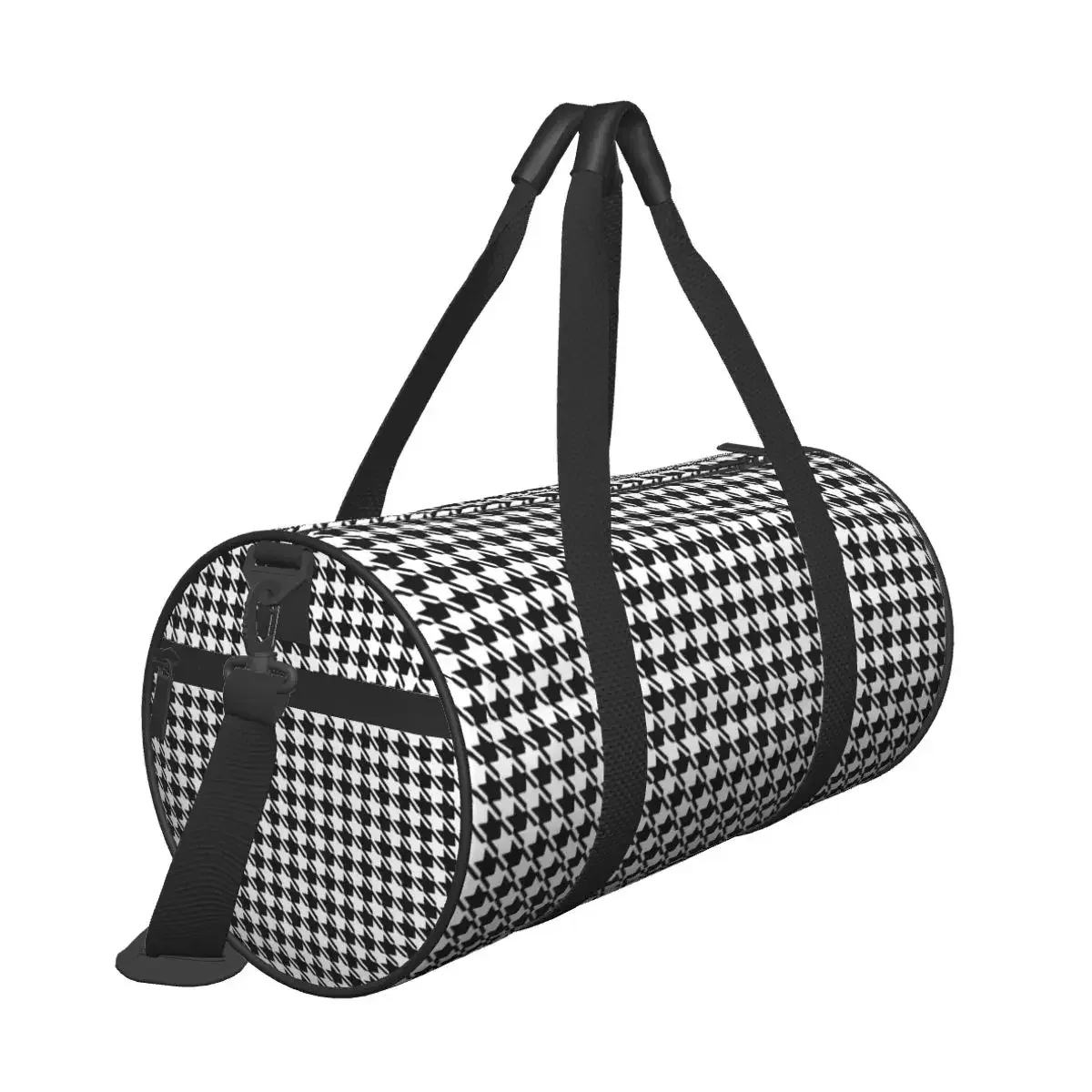 grand sac de sport pied-de-poule à motif noir et blanc, sacs de voyage multifonctionnels, sacs à main, sac de fitness