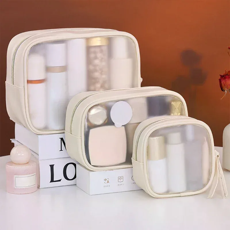 sac de rangement de cosmétiques de grande capacité, sac de maquillage multifonctionnel semi-transparent, trousse de toilette de voyage d'affaires, 1 pièce