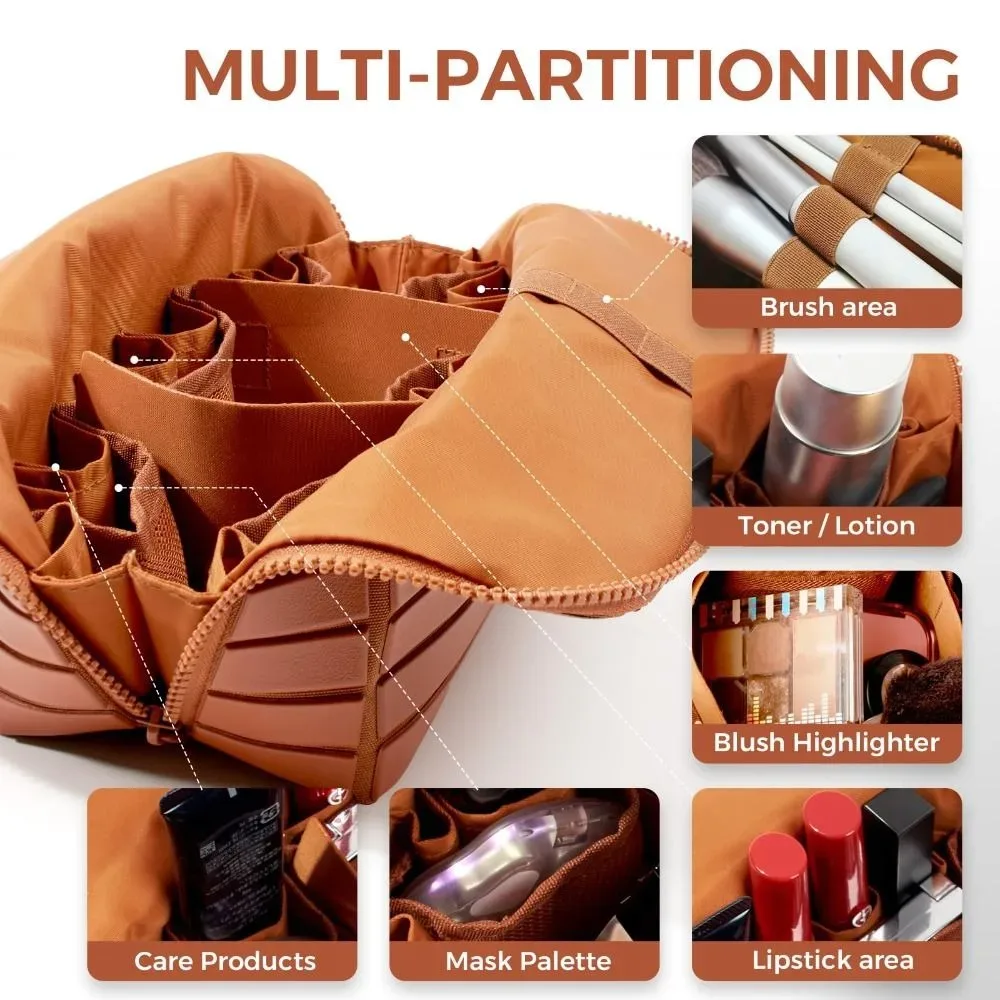 grande trousse de maquillage de voyage à grande capacité, 27 poches, séparateurs réglables, trousse de toilette portable et pratique pour femmes