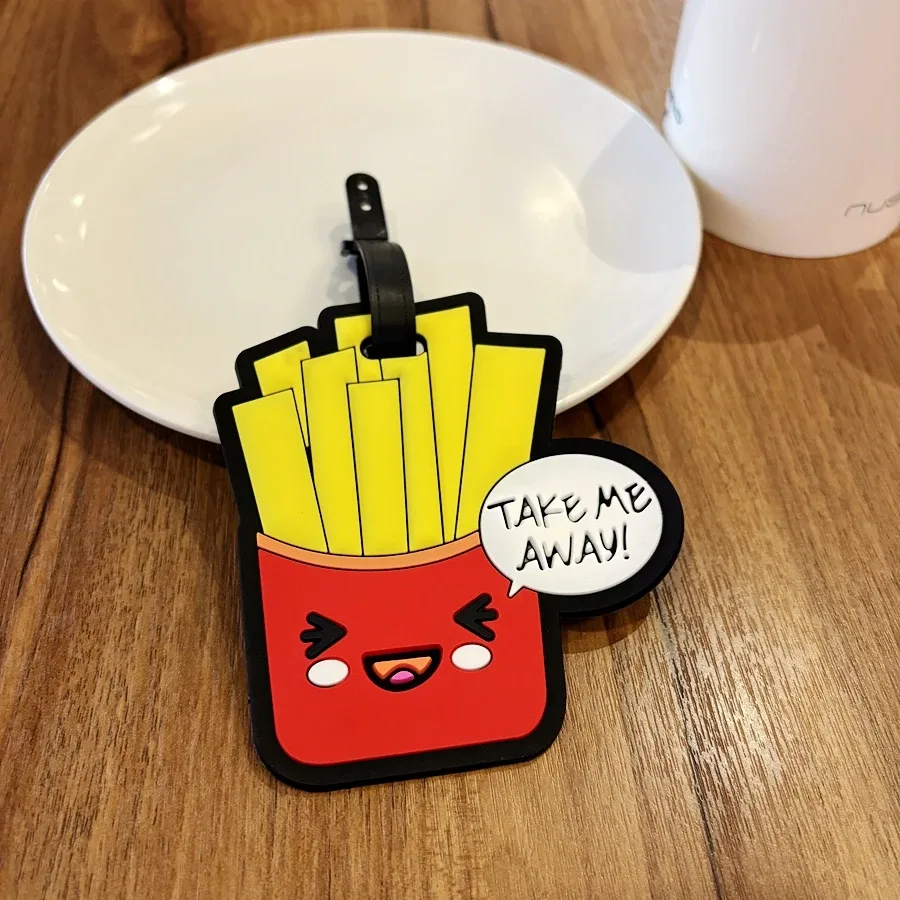 étiquette de bagage burger à chips de pomme de terre, signe suspendu, étiquette nominative pour voyage d'affaires, valise, aéroport, plaque d'identification anti-perte na, 1 pièce/3 pièces