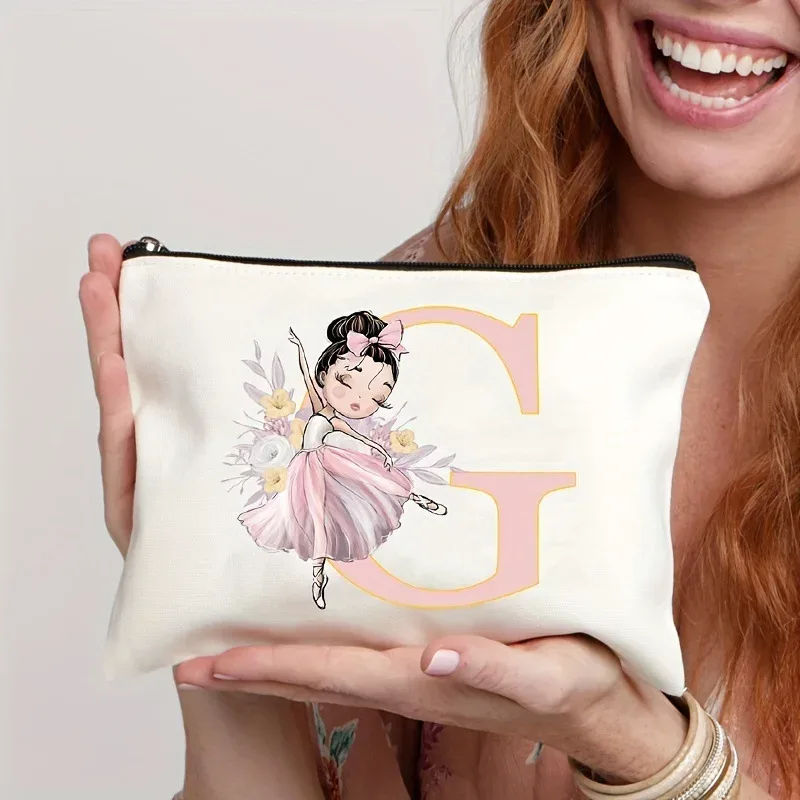 sacs de rangement, porte-monnaie, articles de toilette de style danseuse de ballet à 26 lettres, trousse de maquillage, sacs de voyage, pochette de maquillage