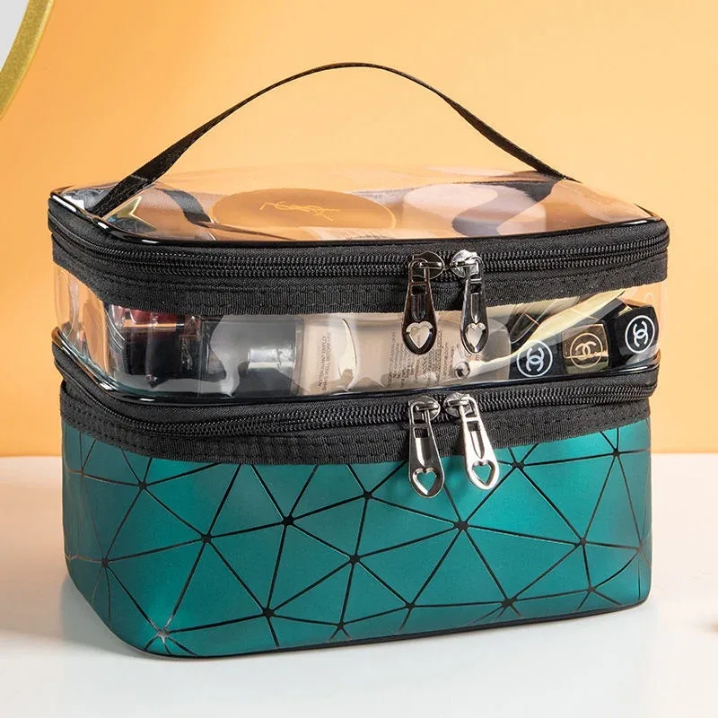 trousse de maquillage double portable grande capacité version coréenne ringer sac de voyage multifonctionnel trousse de toilette sac de rangement portable
