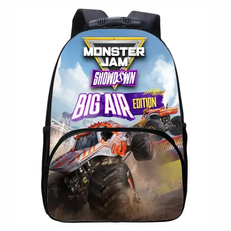 monster jam truck, sac à dos rond avant pour élèves du primaire, du secondaire et du lycée, sacs à dos masculins et féminins