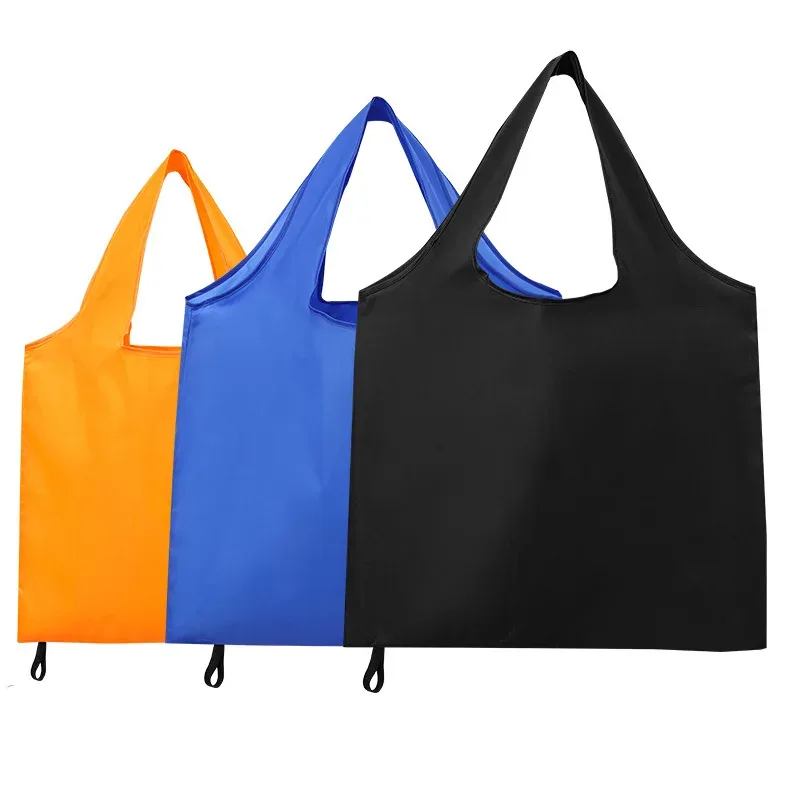 Sac de courses réutilisable pour femmes et hommes, sac d'épicerie pliable en Nylon de couleur unie, sac fourre-tout écologique, sacs à main portables