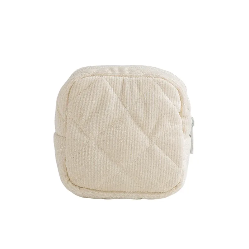 petite trousse de maquillage en velours côtelé, mini pochette à cosmétiques, sac essentiel avec fermeture éclair en métal pour sac à main, voyage et cadeaux