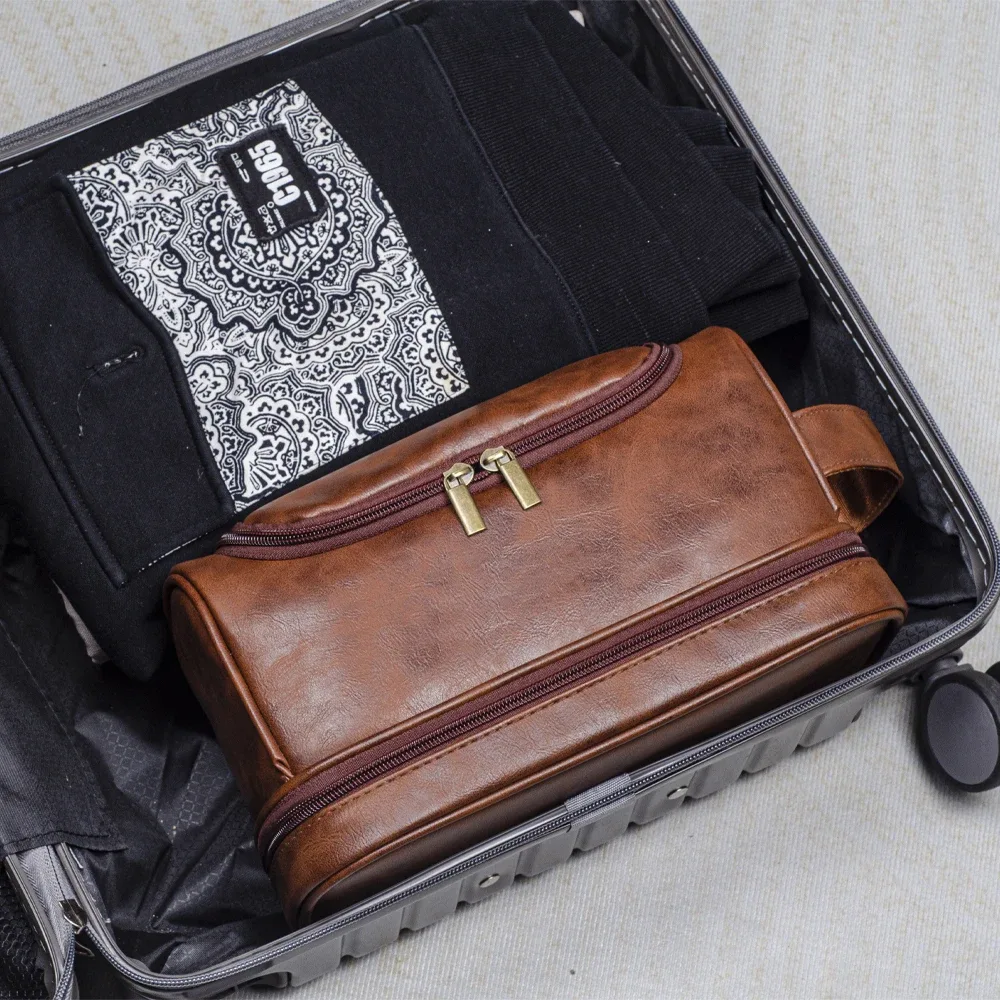 grands sacs de voyage cosmétiques de toilette suspendus pour hommes et femmes, sacs de voyage en cuir avec crochet suspendu, sacs de rasage pour salle de bain