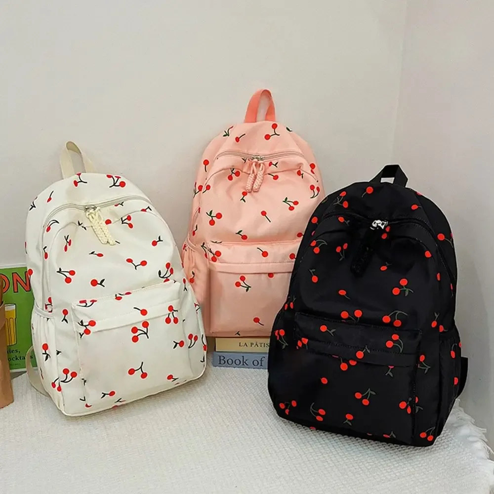 cerise impression mochila pochette d'ordinateur sangle réglable mochilas mujer grande capacité bolsas sacs pour femme collège style sac à dos