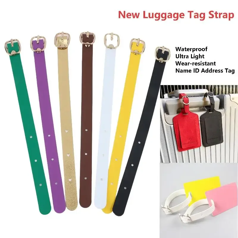 sangles multicolores pour étiquettes de bagages en pu, boucles en alliage, étiquette de bagage étanche, ultra légère, résistante à l'usure, pour voyage d'affaires