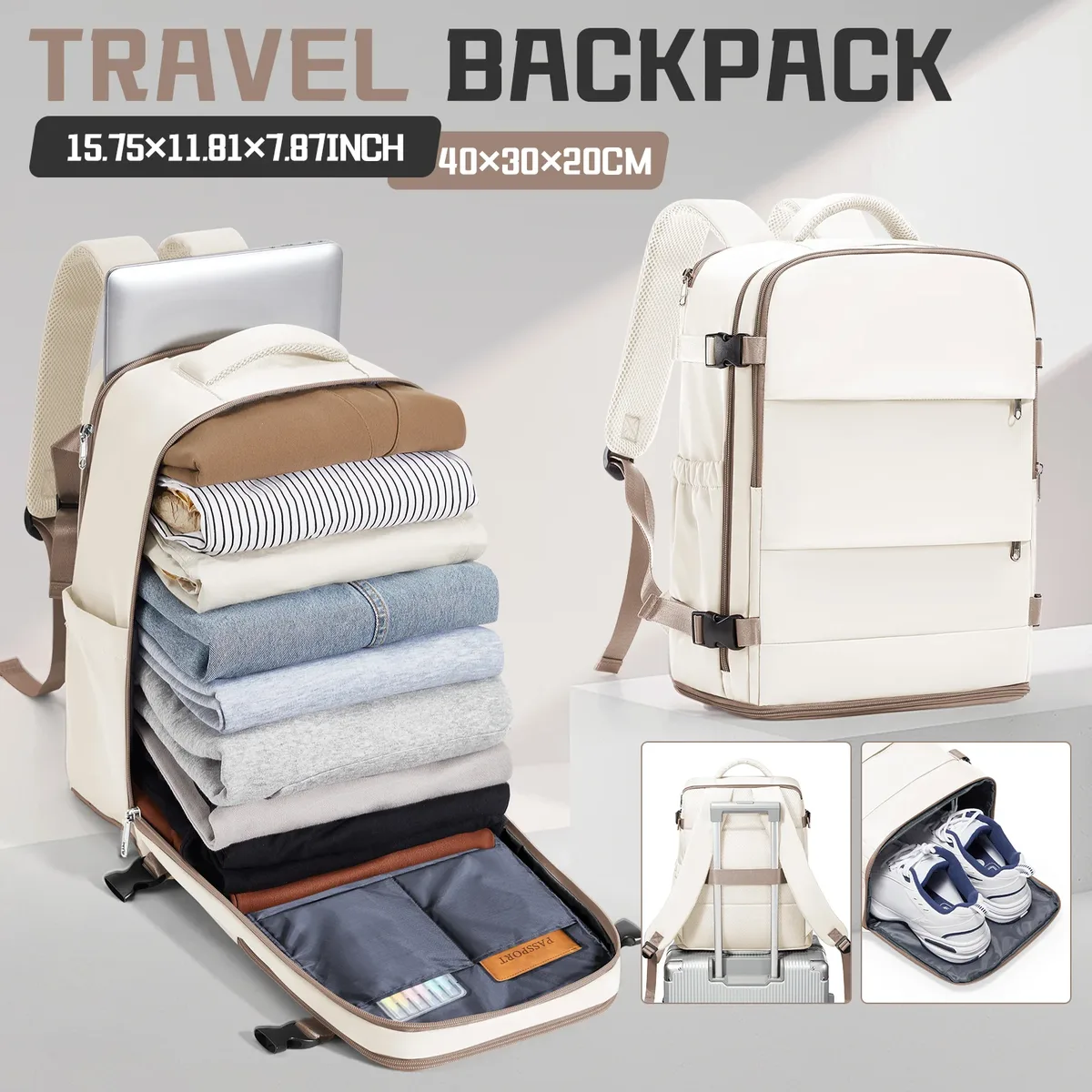ryanair sac à dos 40x30x20, bagage à main approuvé par la compagnie aérienne cabine max 40x30x20 sac à dos de voyage pour femmes hommes, sac à dos pour ordinateur portable 14 pouces