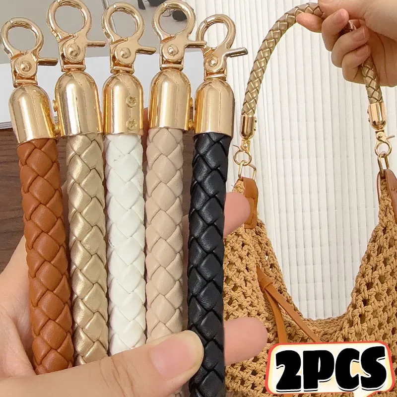 2/1 pièces 30cm en cuir PU tressé sac à bandoulière sangle sac poignées courtes bricolage remplacement sac à main poignée pour sac à main ceinture accessoires