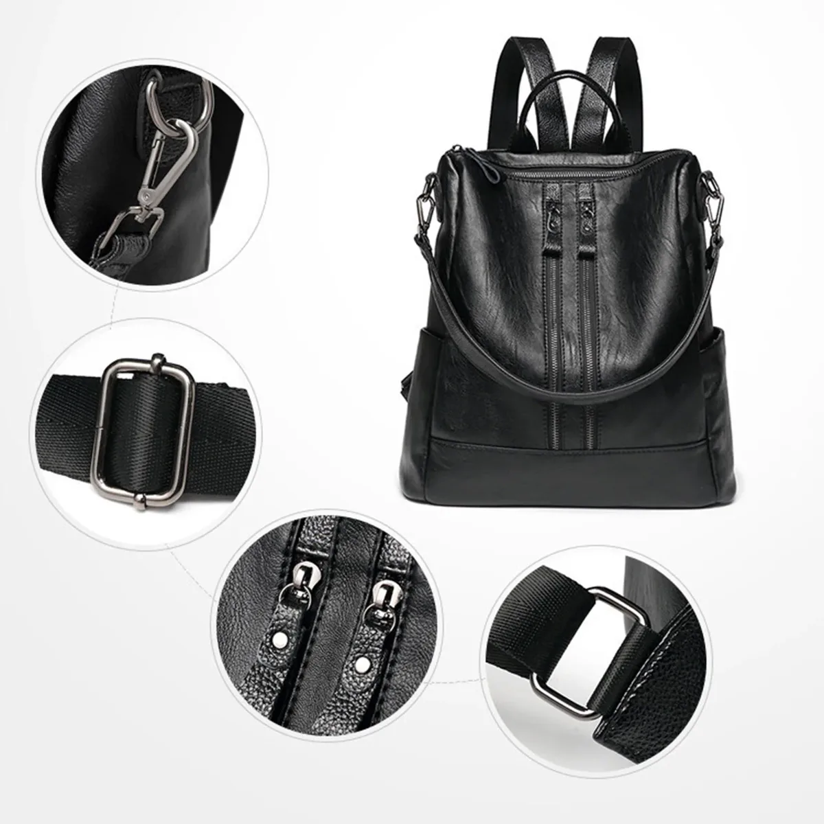 sacs à dos souples pour femmes nouveau sac à dos en cuir artificiel pu pour femmes grande capacité sac à dos noir mode tendance classe d'étudiant