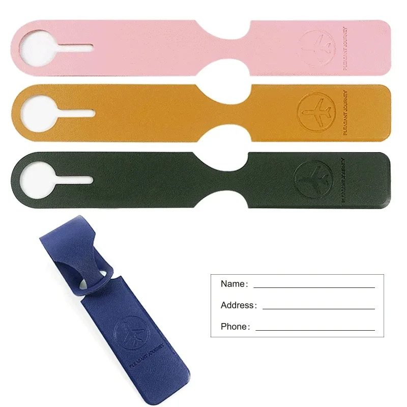 étiquette de bagage en cuir pu, 1 pièce, identifiant de valise à bagages créatif, support d'identification, étiquettes d'embarquement, étiquette portable, accessoires de voyage