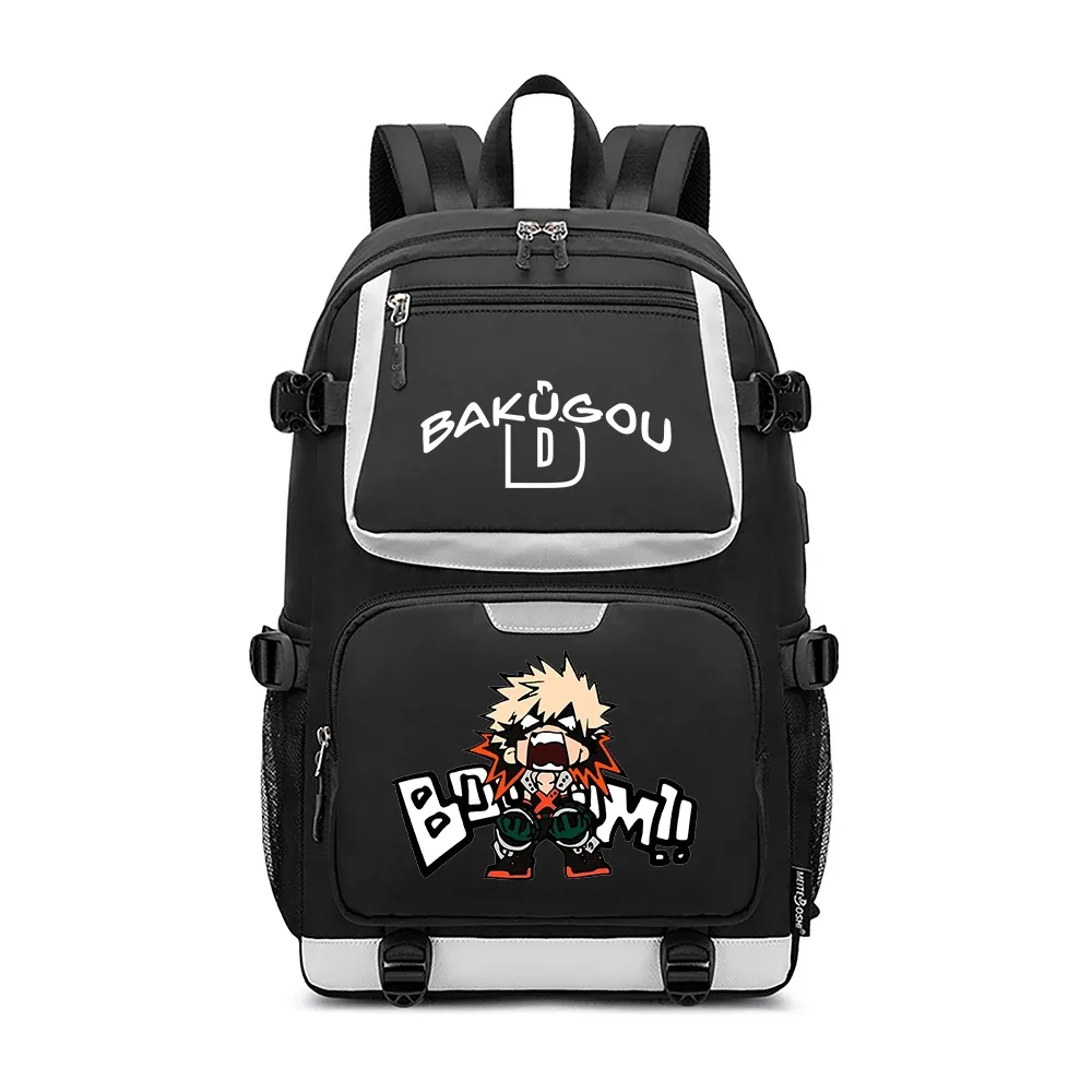 sacs d'école mha, sac à dos oxford, sac à dos de voyage bakugou katsuki, sac à dos pour ordinateur portable avec chargement usb, sacs à bandoulière anime