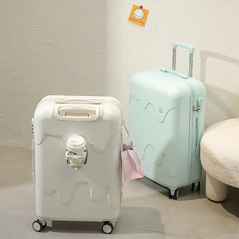 valise à roulettes de type crème glacée pour étudiants, valise à roulettes à quatre roues, bagage multifonctionnel, style mignon, boîte à serrure pour garçons, voyage, nouveau, 2025
