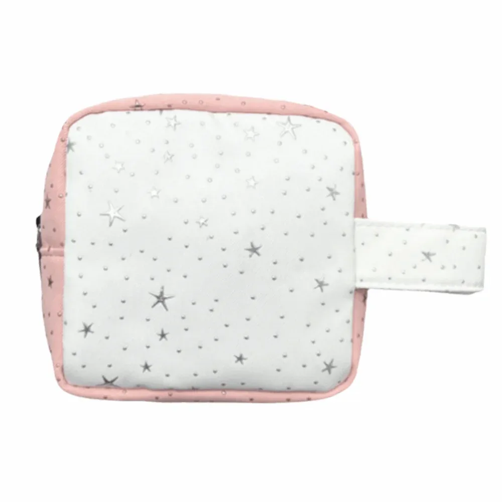 organisateur de serviettes hygiéniques à motif étoilé, sac de rangement pour maquillage à main de couleur contrastée, portable et de grande capacité