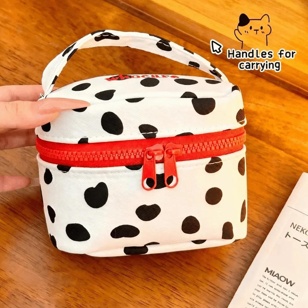 pochette de maquillage multifonctionnelle à pois, avec fermeture éclair, petite trousse de toilette pour la maison et les voyages