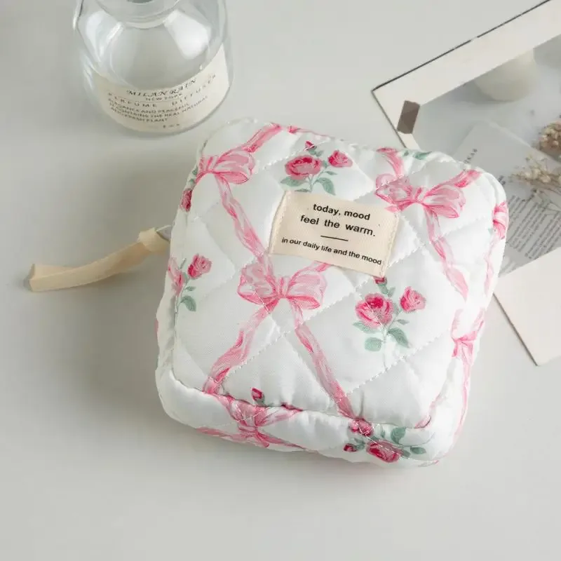 trousse de maquillage pour étudiantes, sac de rangement pour cartes photo avec nœud doux, porte-clés portable, sac pour pièces de monnaie, mini sac de trucs mignon