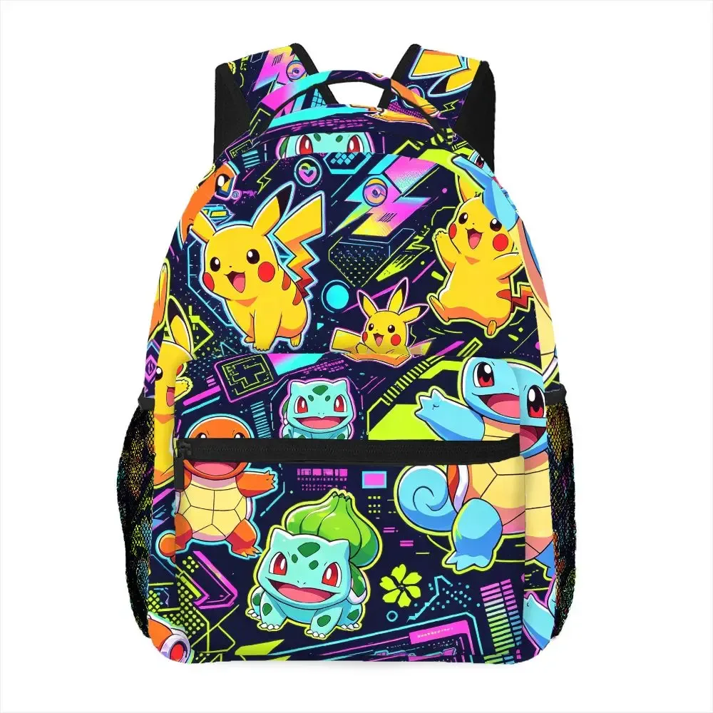 sac à dos imprimé avec des personnages de pokémon neon vibe, sac d'école léger pour voyage en plein air