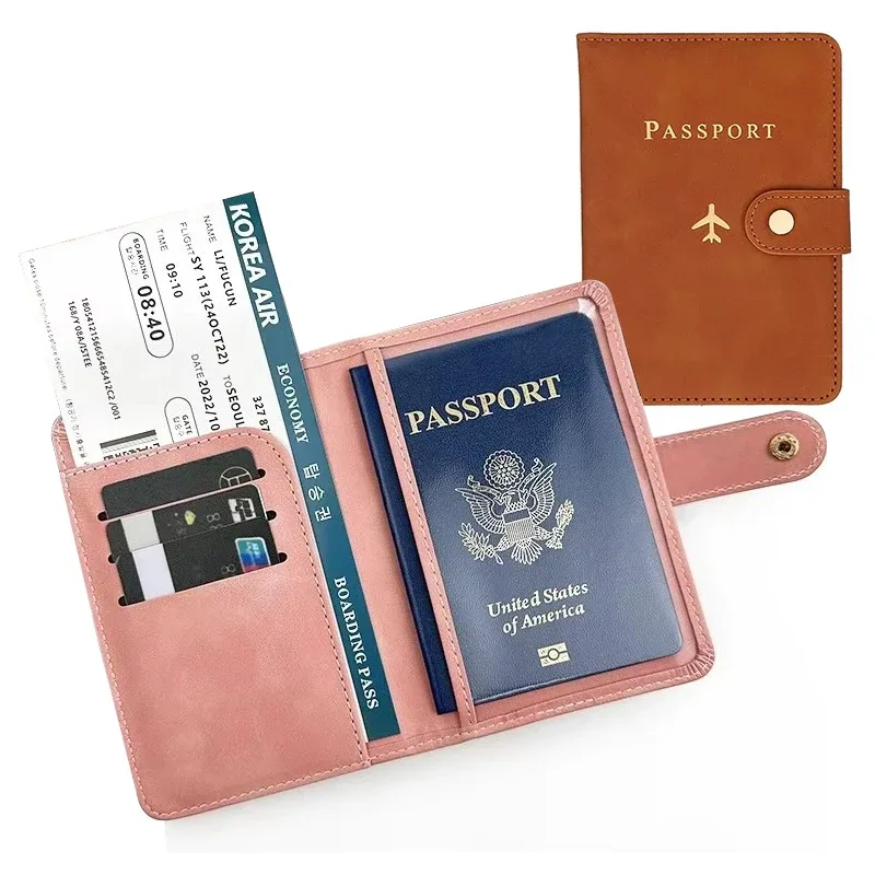 Nouvelle couverture de passeport boucle homme femmes porte-passeport de voyage, porte-étui de passeport demoiselle d'honneur Groomsman cadeau passeport portefeuille
