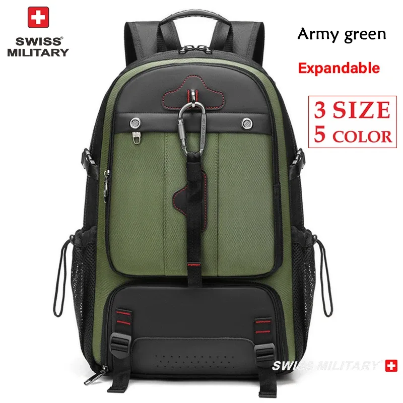 sac à dos de voyage militaire suisse pour hommes, sac d'affaires usb extensible, étanche, grande capacité 17.3, pochette d'ordinateur 80l