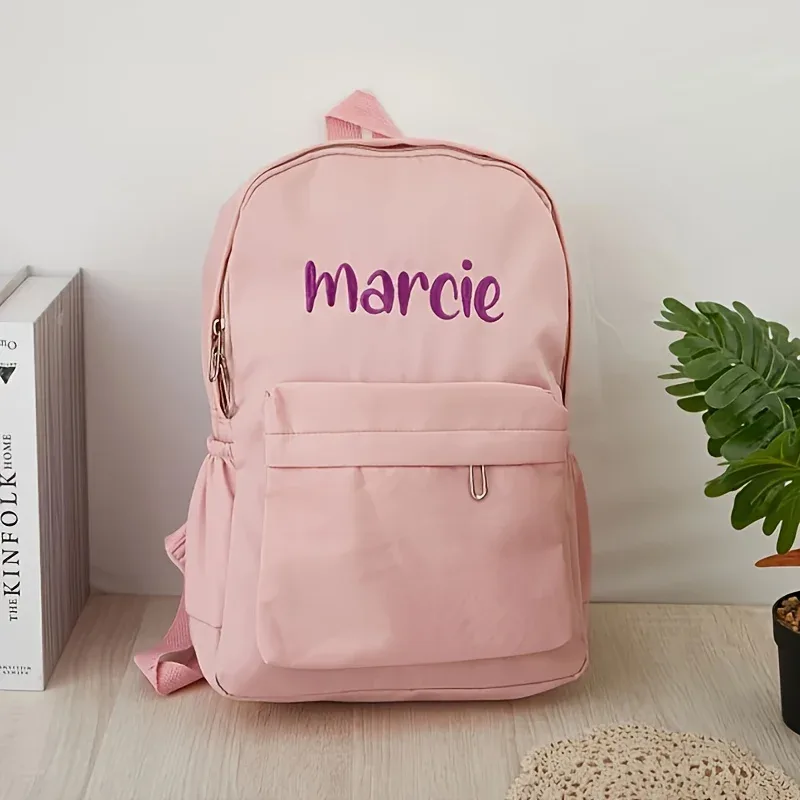 sac à dos avec nom personnalisé, simple, léger, de haute qualité, pour la saison scolaire, cadeau de voyage, cartable en nylon