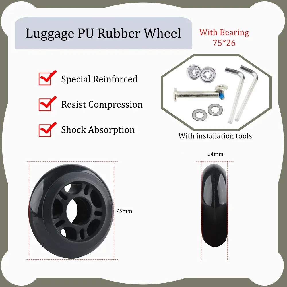rouleaux de compression en caoutchouc pu pour bagages, roue de remplacement, valise à roulettes, boîte à mot de passe de voyage, accessoires de réparation, degré d'usure