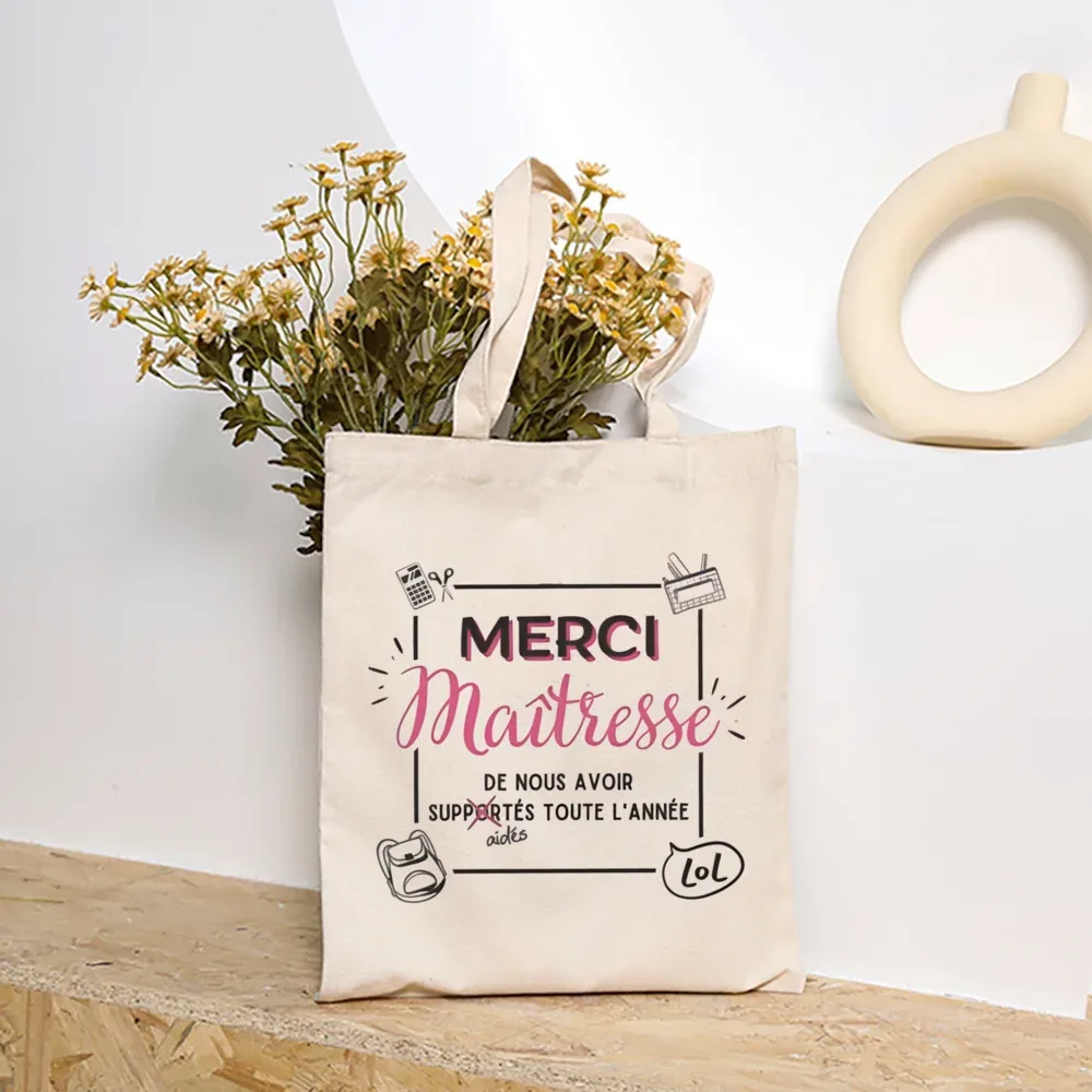 merci maîtresse femmes sacs à main mode toile sac à bandoulière grande capacité sacs fin de l'école année cadeau entreprise