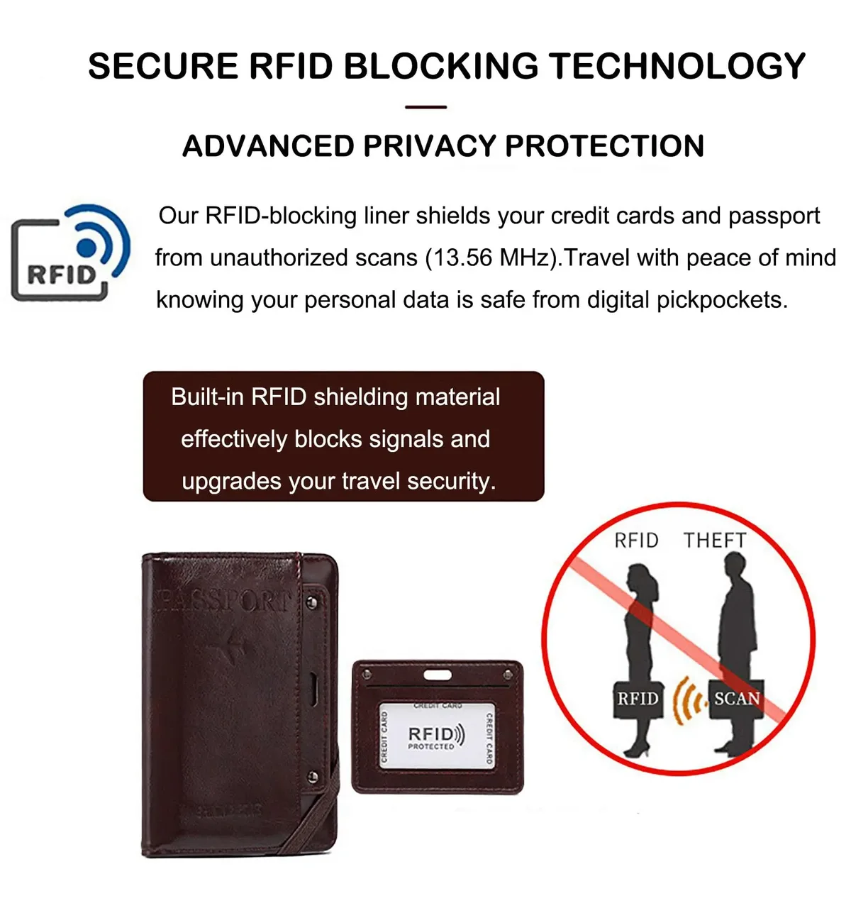 porte-passeport en cuir pour homme et femme, avec blocage rfid, portefeuille de voyage, étui pour passeport avec porte-stylo, emplacements pour deux cartes sim