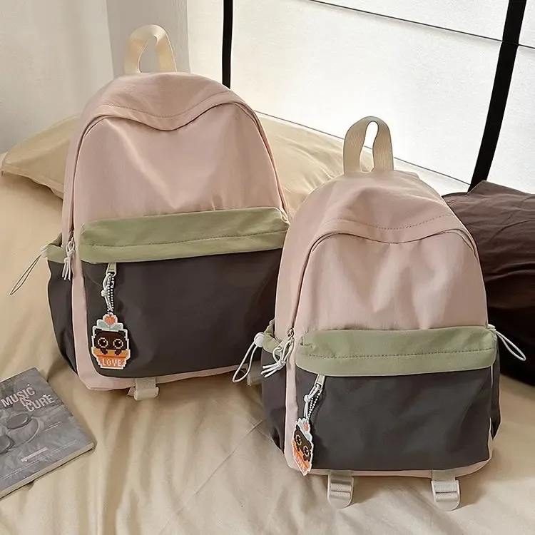 nouveau sac à dos de style japonais esthétique, léger, grande capacité, bicolore, pour jeunes.