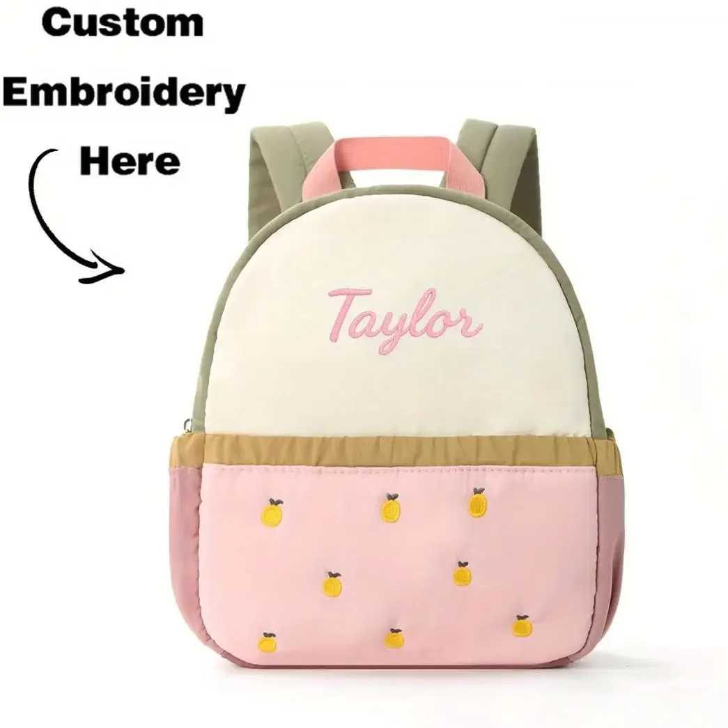 Sac à dos personnalisé pour enfants, cadeau parfait, motif pomme mignon, broderie, mini sac pour bébé, pour Noël, anniversaire, cadeau d'anniversaire