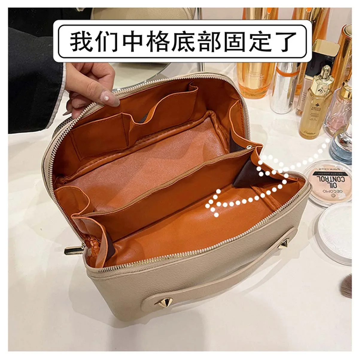 sac de maquillage nuage en cuir pu, oreiller, trousse de maquillage portable de grande capacité, trousse de toilette de voyage, sac de rangement de cosmétiques, motif litchi