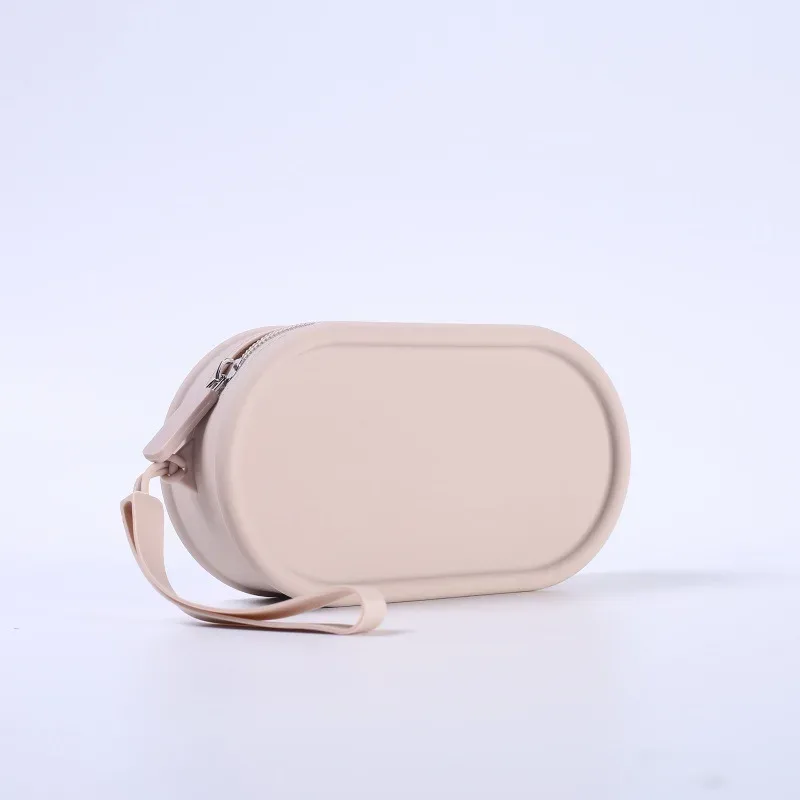pochette de rangement en silicone, étanche, avec fermeture éclair, sac de maquillage 16,7 cm x 9,1 cm x 4,5 cm, grande capacité, pochette portable