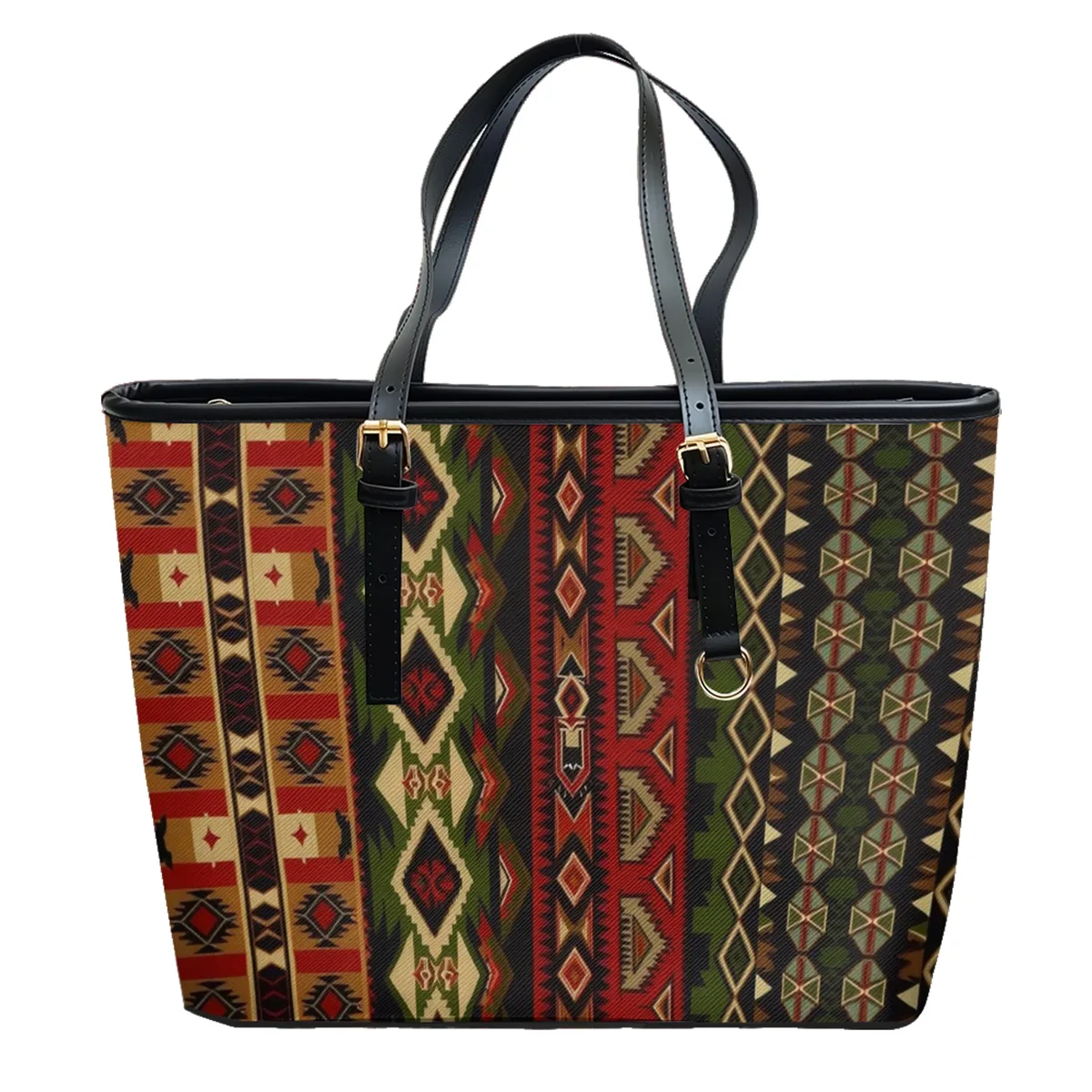 sac à bandoulière en cuir pvc oxford imprimé aztèque rétro, fourre-tout léger à fermeture éclair, minimaliste, usage quotidien, sac à main convertible pour le travail et le week-end