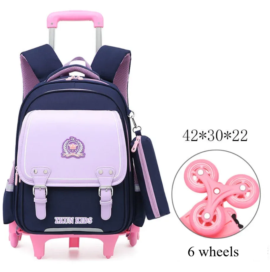 sac à dos d'école à roulettes pour garçons, sac à roulettes à 2 et 6 roues pour enfants, sac à roulettes étanche en pu pour filles