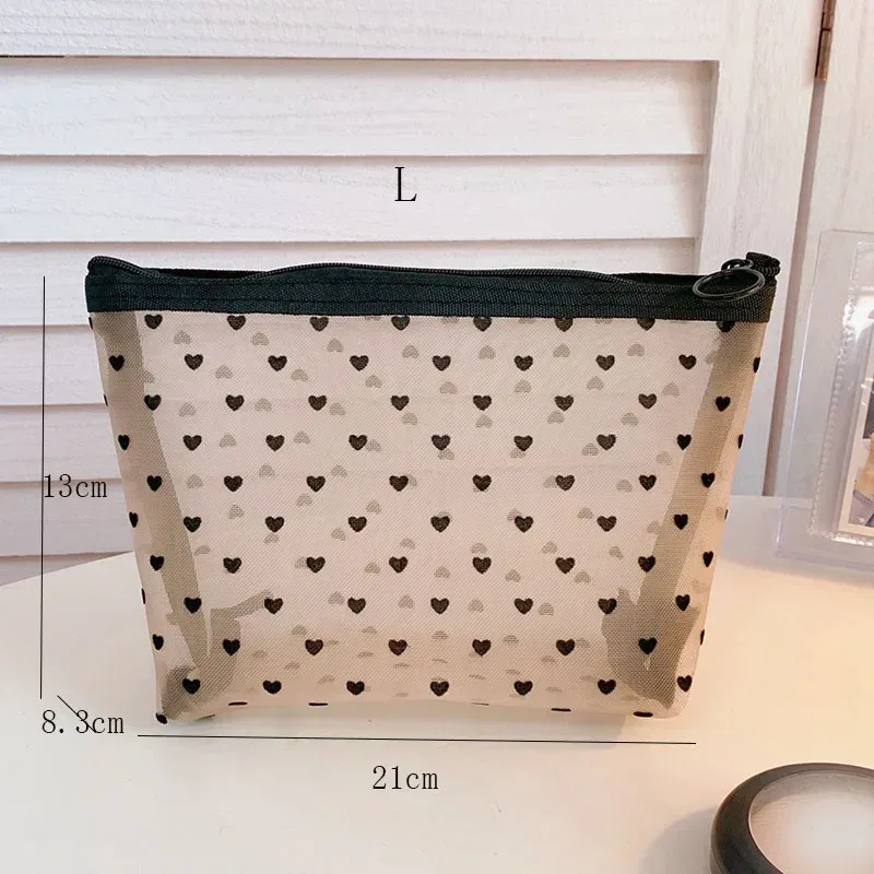 sacs de maquillage de lavage de toilette, trousse de maquillage en maille transparente noire, pochette de rangement, sac à cosmétiques de voyage pour femmes, fermeture éclair décontractée