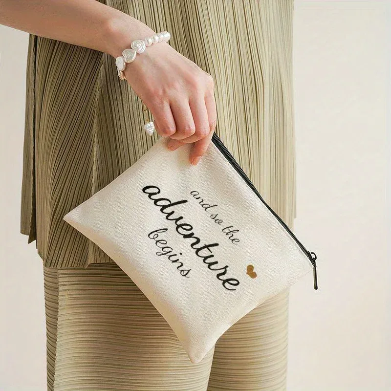 trousse de toilette de voyage en toile à la mode avec fermeture éclair, sac de rangement pour cosmétiques léger et portable