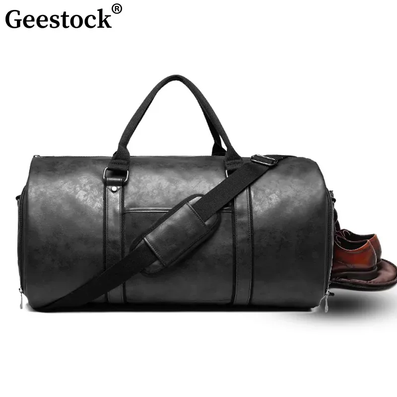 Geestock-Sac de voyage en PU trempé pour hommes et femmes, grande capacité, sac de vêtement de transport, bagage de vol d'affaires, poudres à chaussures