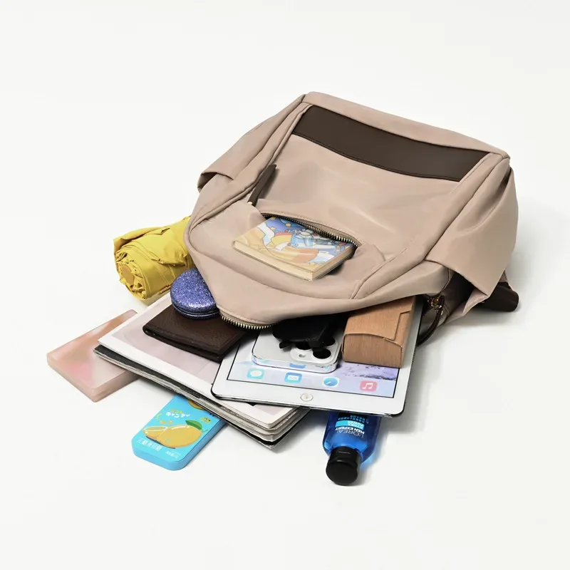 sac à dos antivol en nylon pour femmes, grande capacité, sac à dos de voyage léger, sac à bandoulière multi-poches pour l'école et les déplacements