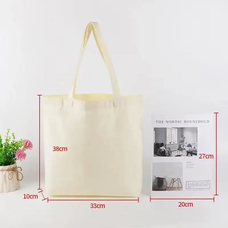 vente en gros de 50 pièces/lot de sacs fourre-tout en toile de coton personnalisés avec logo, sacs d'épicerie réutilisables