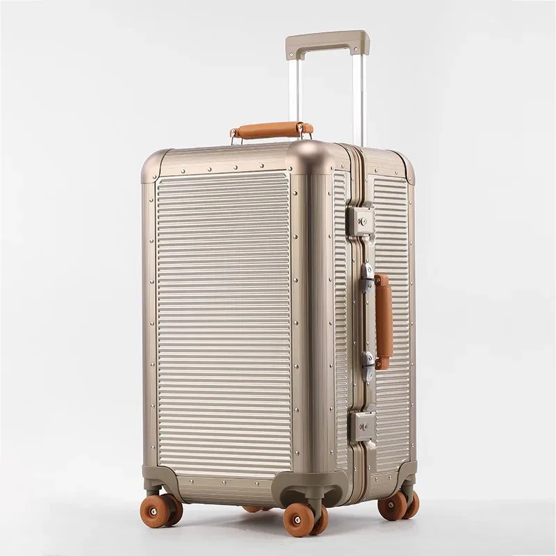 nouvelle valise 2026 avec cadre en aluminium, serrure tsa, sac de voyage à roulettes, matériau pc de haute qualité, bagage à roulettes 20/24/28 pouces