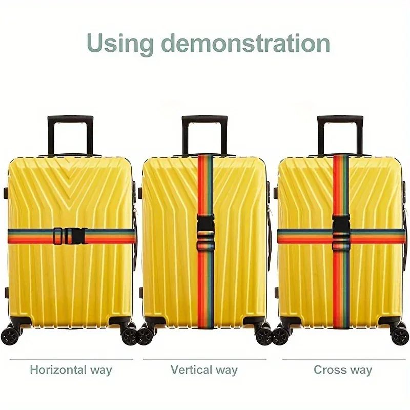1 pack de sangle de bagage réglable, ceinture de valise, sangle de voyage de couleur vive avec boucle à dégagement rapide