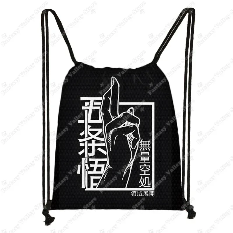 sacs à dos anime jujutsu kaisen gojo satoru yuji itadori, sac à cordon harajuku, sacs de rangement de grande capacité, sac à bandoulière d'extérieur