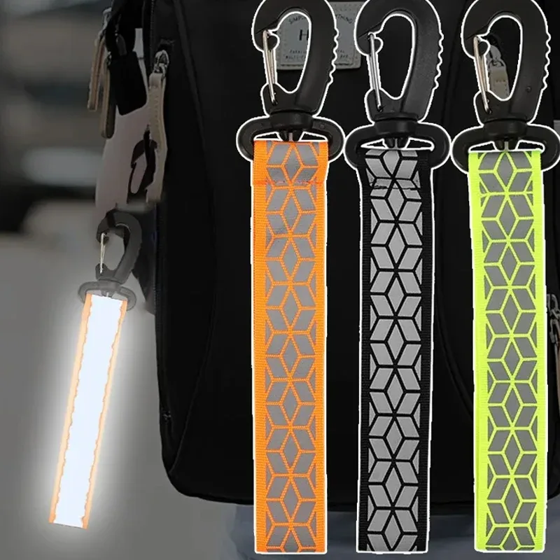 sangles de sécurité réfléchissantes pour sac à dos, 2 pièces, fournitures pour porte-clés, conçues pour le camping, la randonnée, équipement de sécurité nocturne, bande réfléchissante