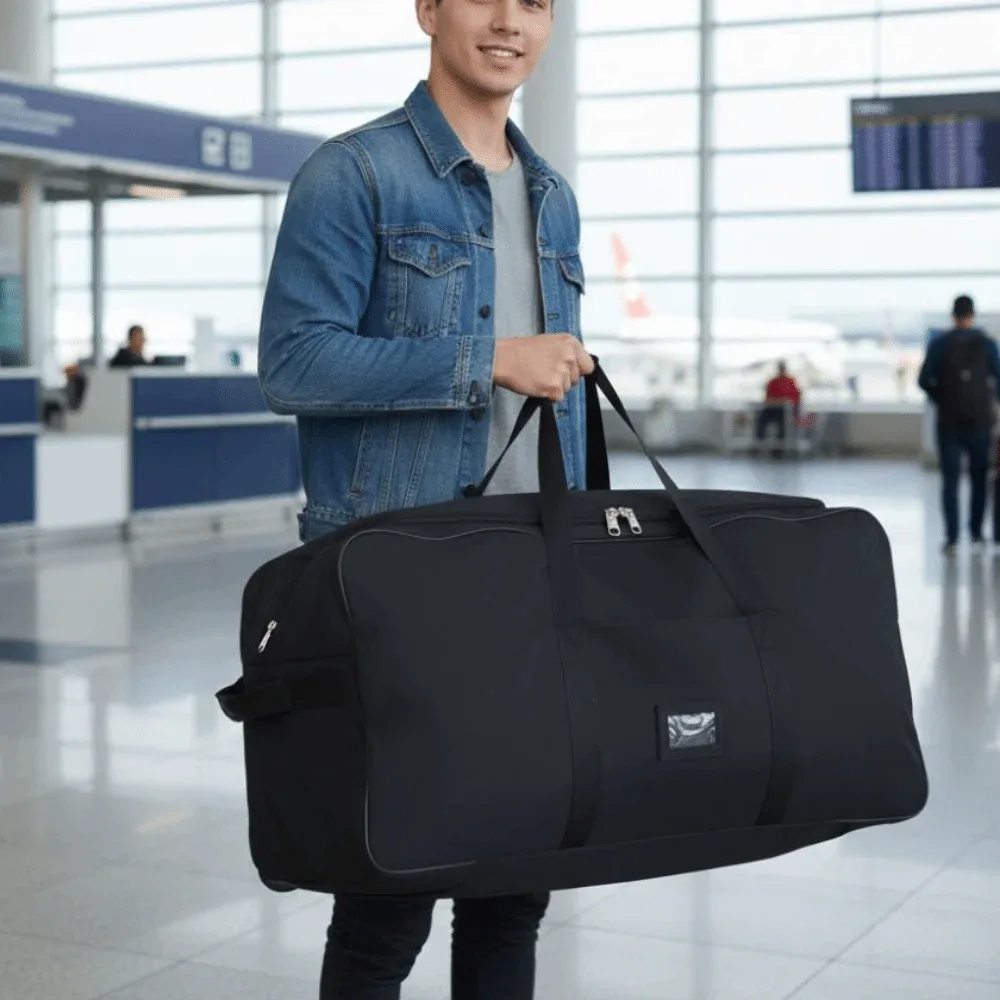 Sac de voyage pliable pour week-end, grande capacité, imperméable, sac de rangement pour bagages avec roues amovibles et plusieurs compartiments