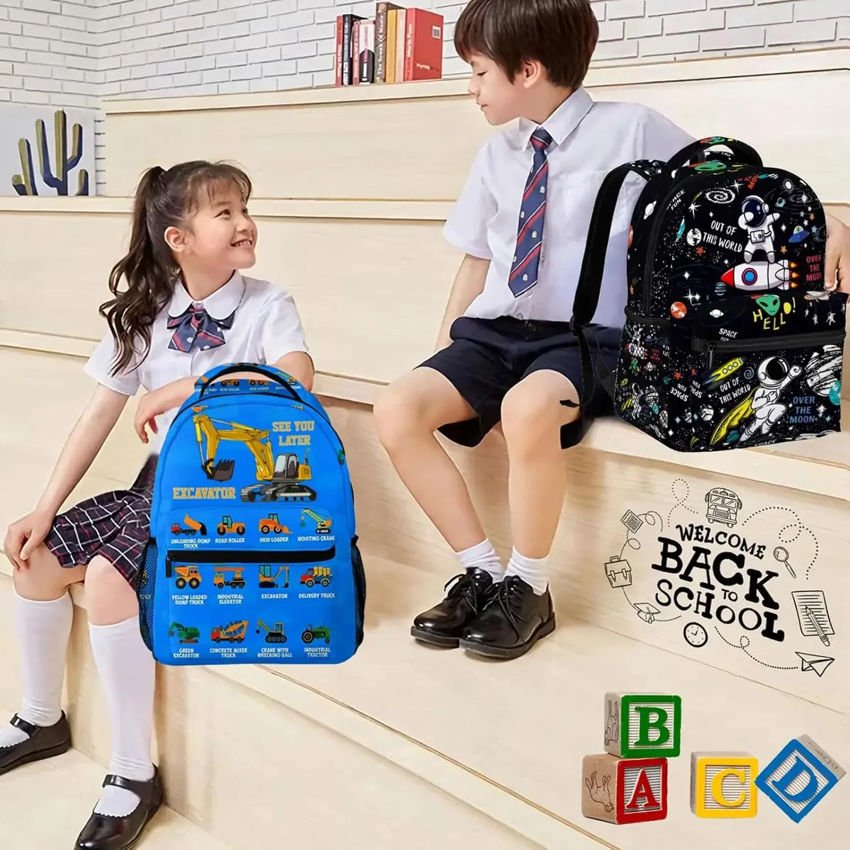 sac à dos d'école fusée d'astronaute spatial pour garçons, enfants filles, sangle réglable, sac à livres d'école de 16 pouces, sac de jour d'extérieur, cadeaux