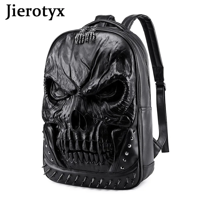 jierotyx sacs à dos pour femmes et hommes steampunk gothique rivet personnalité grande capacité voyage sacs à dos crâne ordinateur portable école