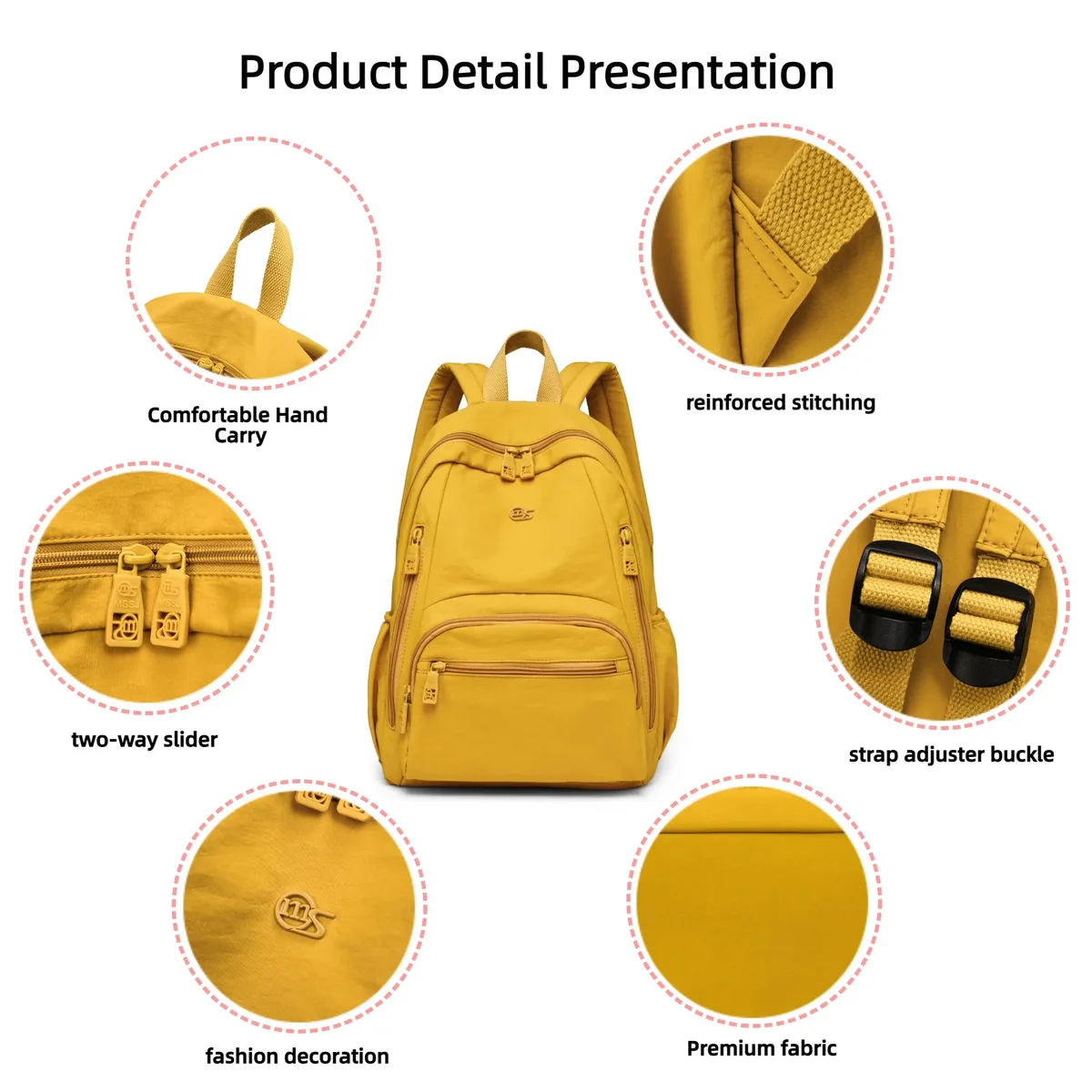sac à dos tendance pour femmes, sac à dos léger en nylon, sac à dos pour femmes avec plusieurs poches, pour les trajets quotidiens et les week-ends