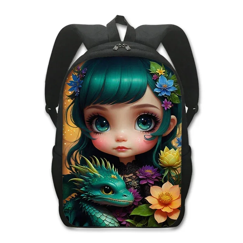 sac à dos dragon de dessin animé pour étudiants, sac à dos fantaisie avec imprimé dragon magique, sac à dos pour ordinateur portable pour femmes et hommes, sac à dos de voyage en plein air